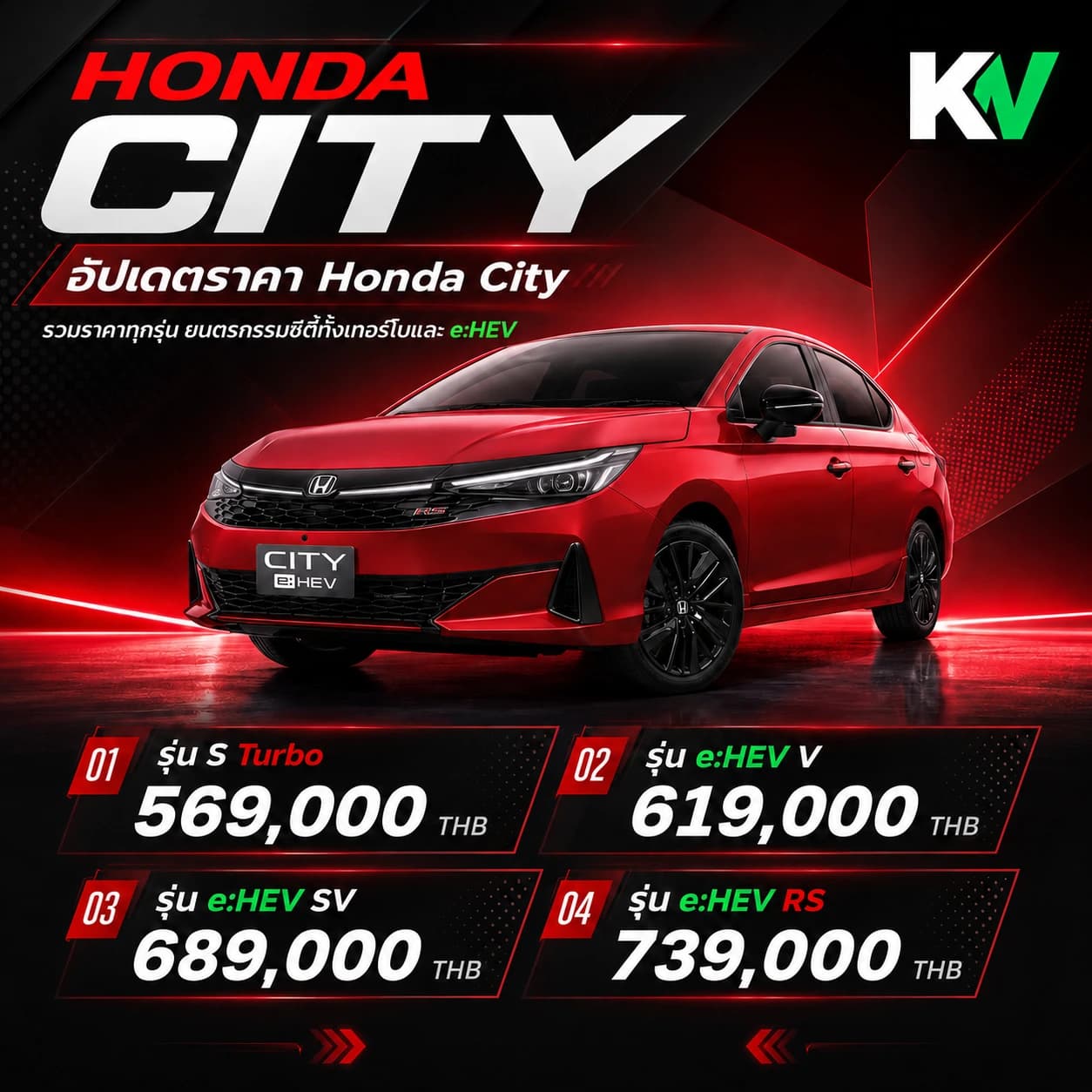 New Honda City 2026 ปรับโฉมใหม่ เพิ่มออปชันไฮบริด เริ่มต้น 569,000 บาท