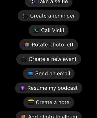 รายการคำสั่งการประมวลผล Siri AI อัจฉริยะ